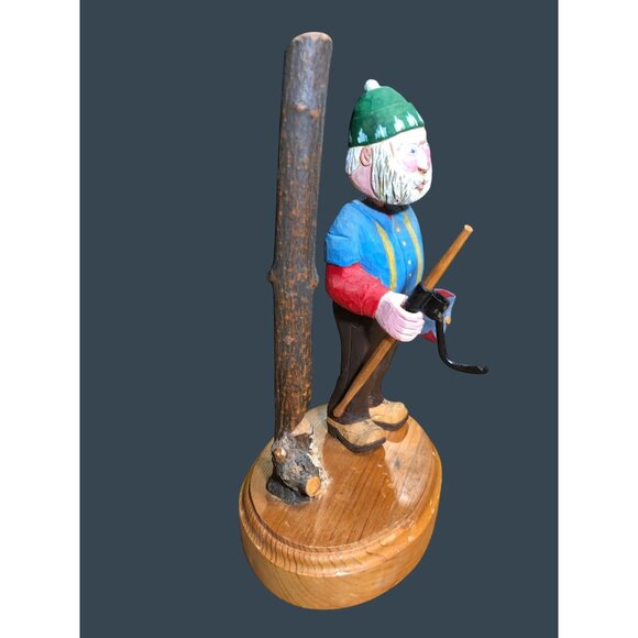 Wooden Carved Lumberjack Handcrafted Figure w Axe Folk Art Voght 1995 Primitive - Picture 6 of 10